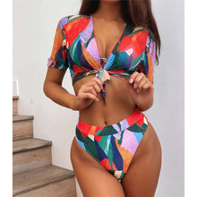 Load image into Gallery viewer, colorful three piece swimsuit set
