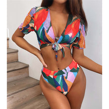 Load image into Gallery viewer, colorful three piece swimsuit set