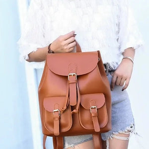 retro leather travel backpack