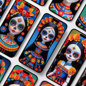 colorful catrinas phone wallpapers lockscreen ios dia de los muertos art
